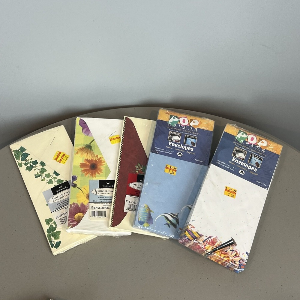 Hallmark Designed Envelopes and Pop Papers Envelopes Unused Vtg Sealed 165 Total